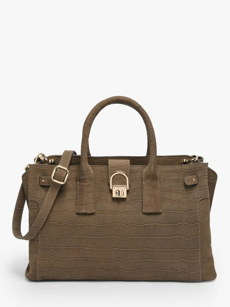 Satchel M Equestre Croco Leather Etrier Gray equestre croco EEQC142M